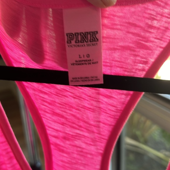 Size L Pink tank top by Pink Victory Secret Sleepwear. Never worn like new. - Picture 4 of 9